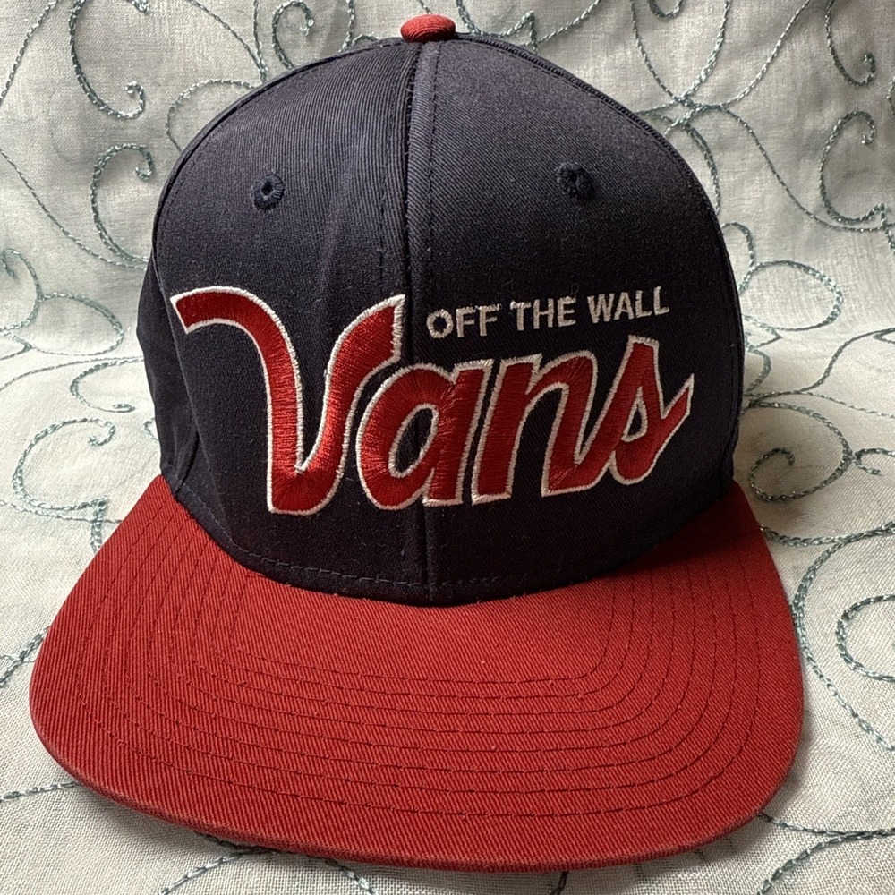 Vans Off The Wall Snapback Hat Black Red Embroidered Logo Adjustable Cap